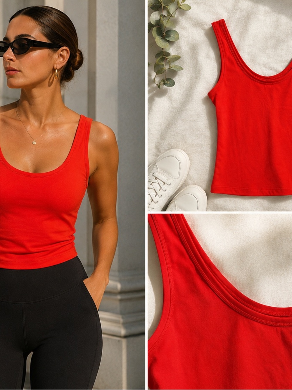 SPANX Vibrant Orange Scoop Neck Active Tank